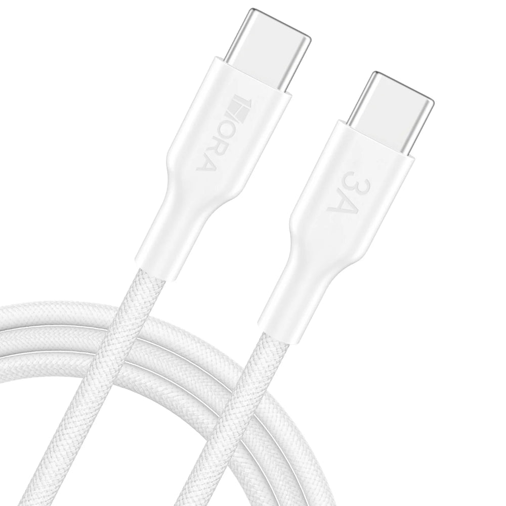 Cable 1Hora Trenzado USB-C a USB-C 1m - Blanco