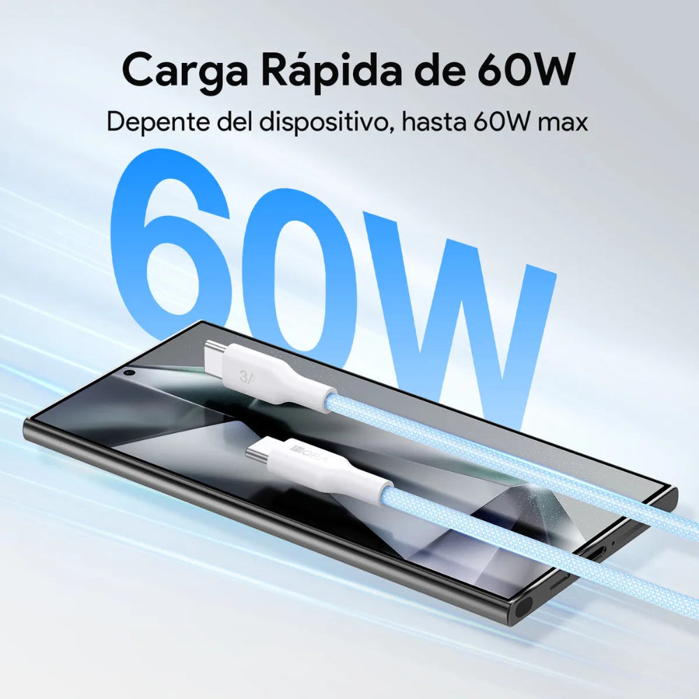 Cable 1Hora Trenzado USB-C a USB-C 1m - Azul