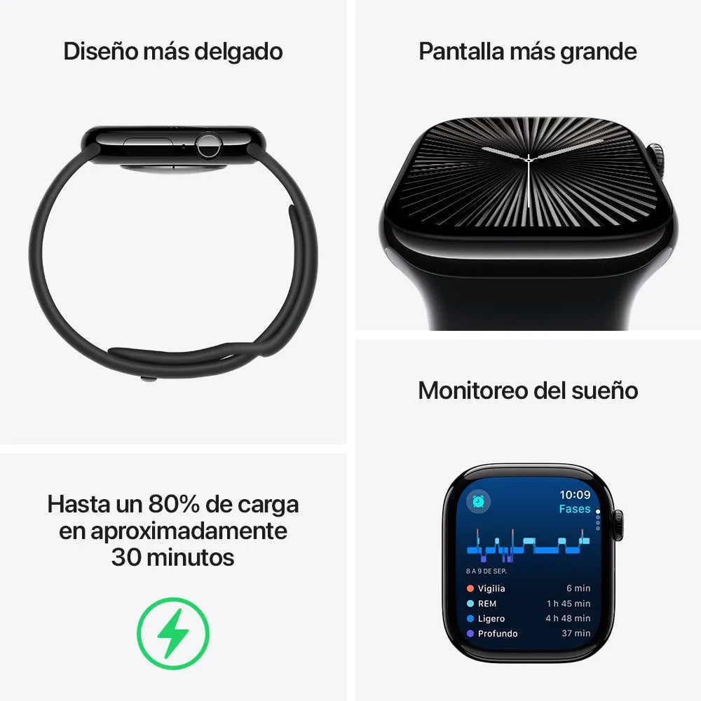 Apple Watch Series 10 semi nuevo (GPS) - Negro (no incluye correa)
