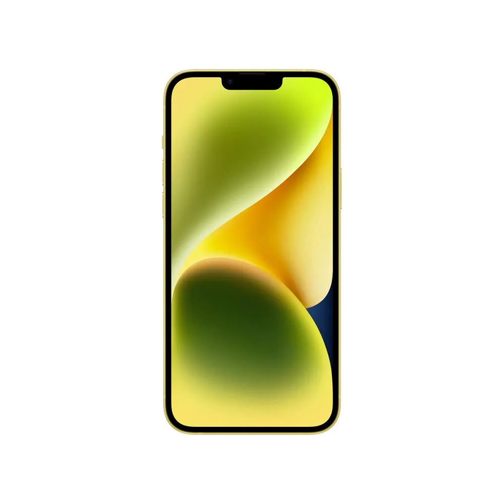 iPhone 14 Plus semi nuevo color amarillo, vista pantalla frontal – Nixblix Peru #Color_Amarillo