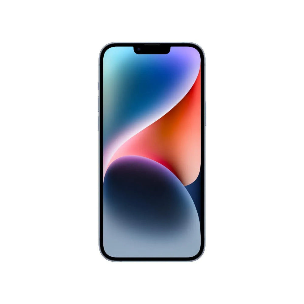 iPhone 14 Plus semi nuevo color azul, vista pantalla frontal – Nixblix Peru #Color_Azul