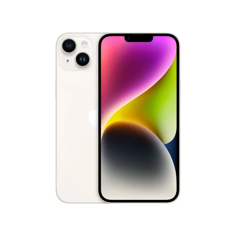iPhone 14 Plus semi nuevo color blanco estrella, vista frontal – ixblix Peru #Color_Blanco Estrella