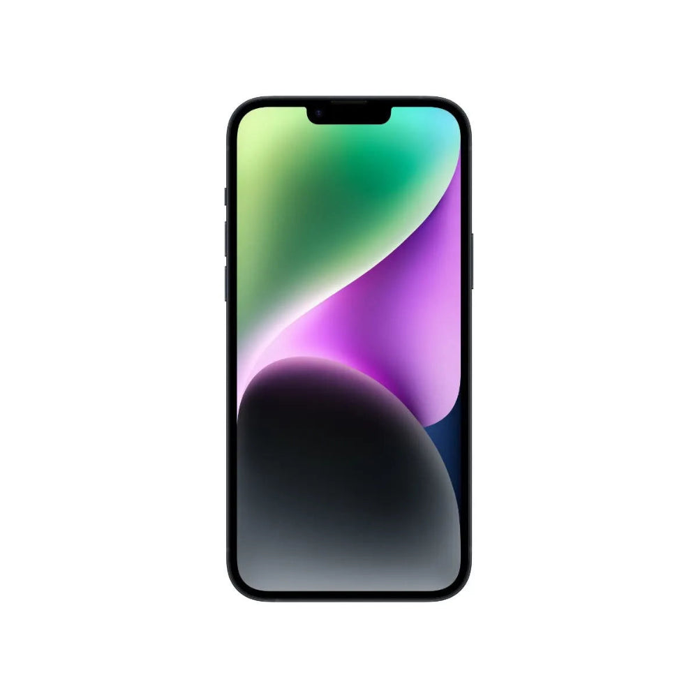 iPhone 14 Plus semi nuevo color medianoche, vista pantalla frontal – Nixblix Peru #Color_Medianoche