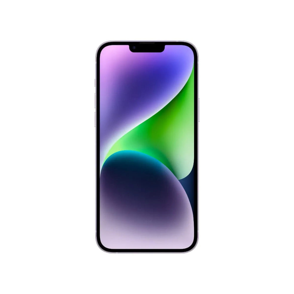 iPhone 14 Plus semi nuevo color púrpura, vista pantalla frontal – Nixblix Peru #Color_Púrpura
