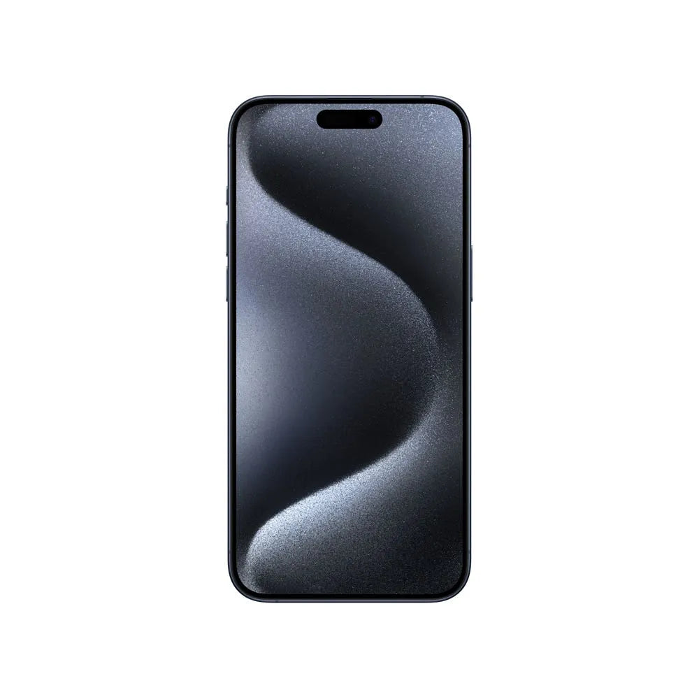 iPhone 15 Pro Max semi nuevo color titanio azul, vista pantalla frontal – Nixblix Peru #Color_Titanio Azul