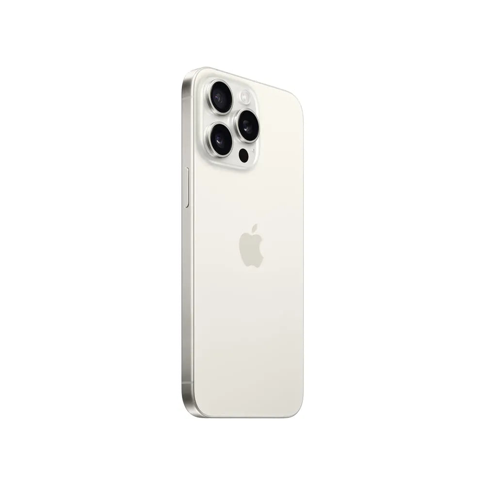 iPhone 15 Pro Max semi nuevo color titanio blanco, vista lateral – Nixblix Peru #Color_Titanio Blanco