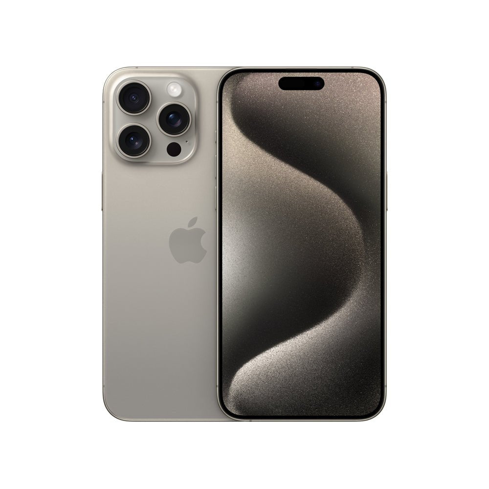 iPhone 15 Pro Max semi nuevo color titanio natural, vista frontal – Nixblix Peru #Color_Titanio Natural