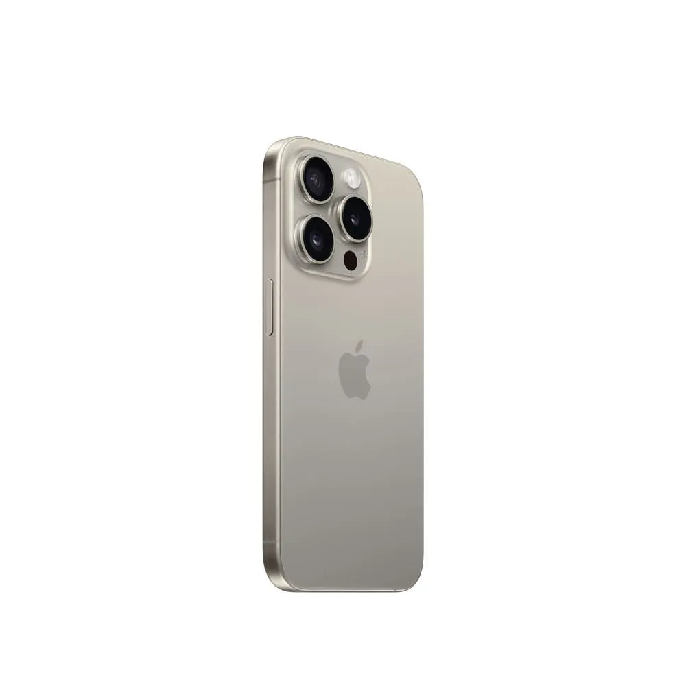iPhone 15 Pro Max semi nuevo color titanio natural, vista lateral – Nixblix Peru #Color_Titanio Natural