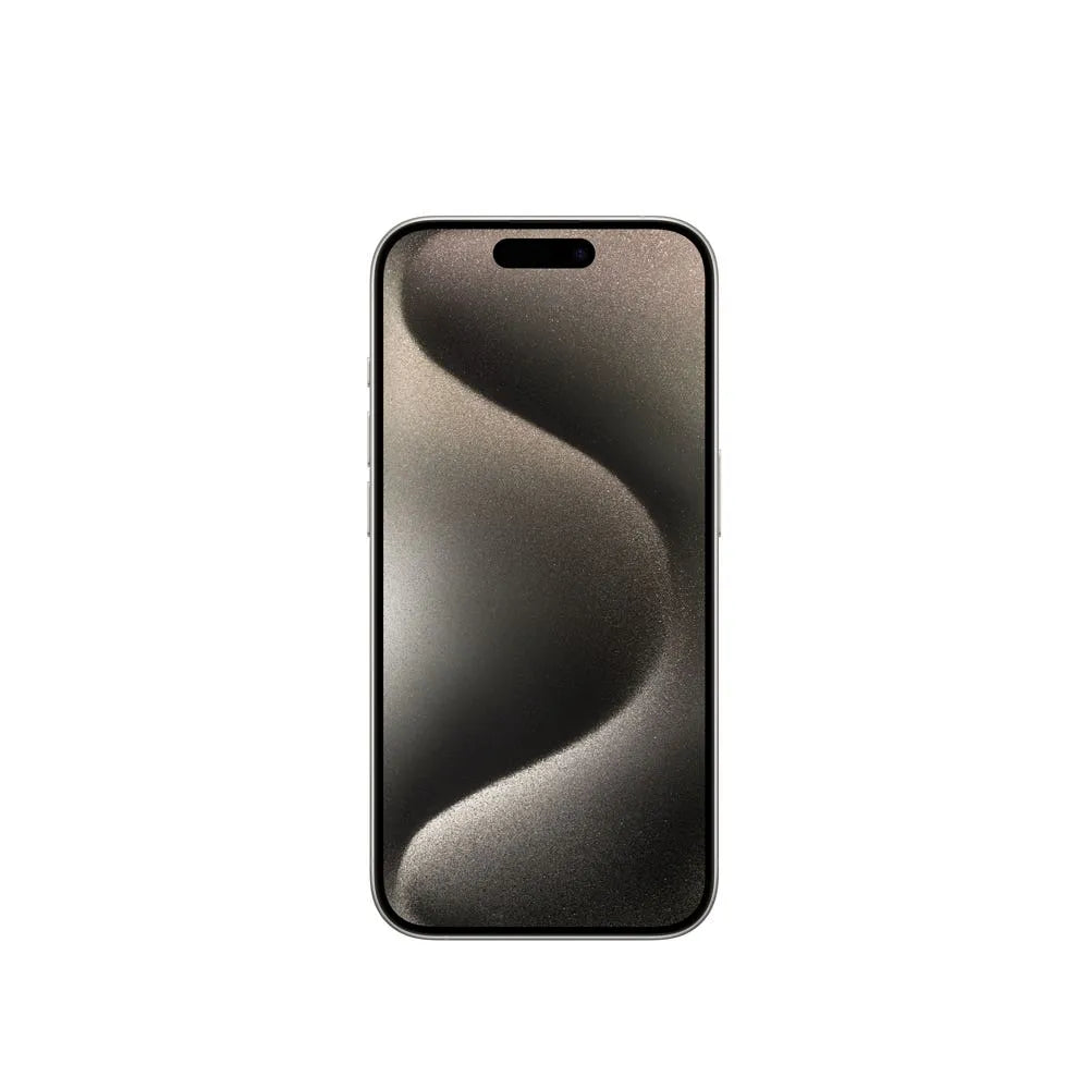 iPhone 15 Pro Max semi nuevo color titanio natural, vista pantalla frontal – Nixblix Peru #Color_Titanio Natural