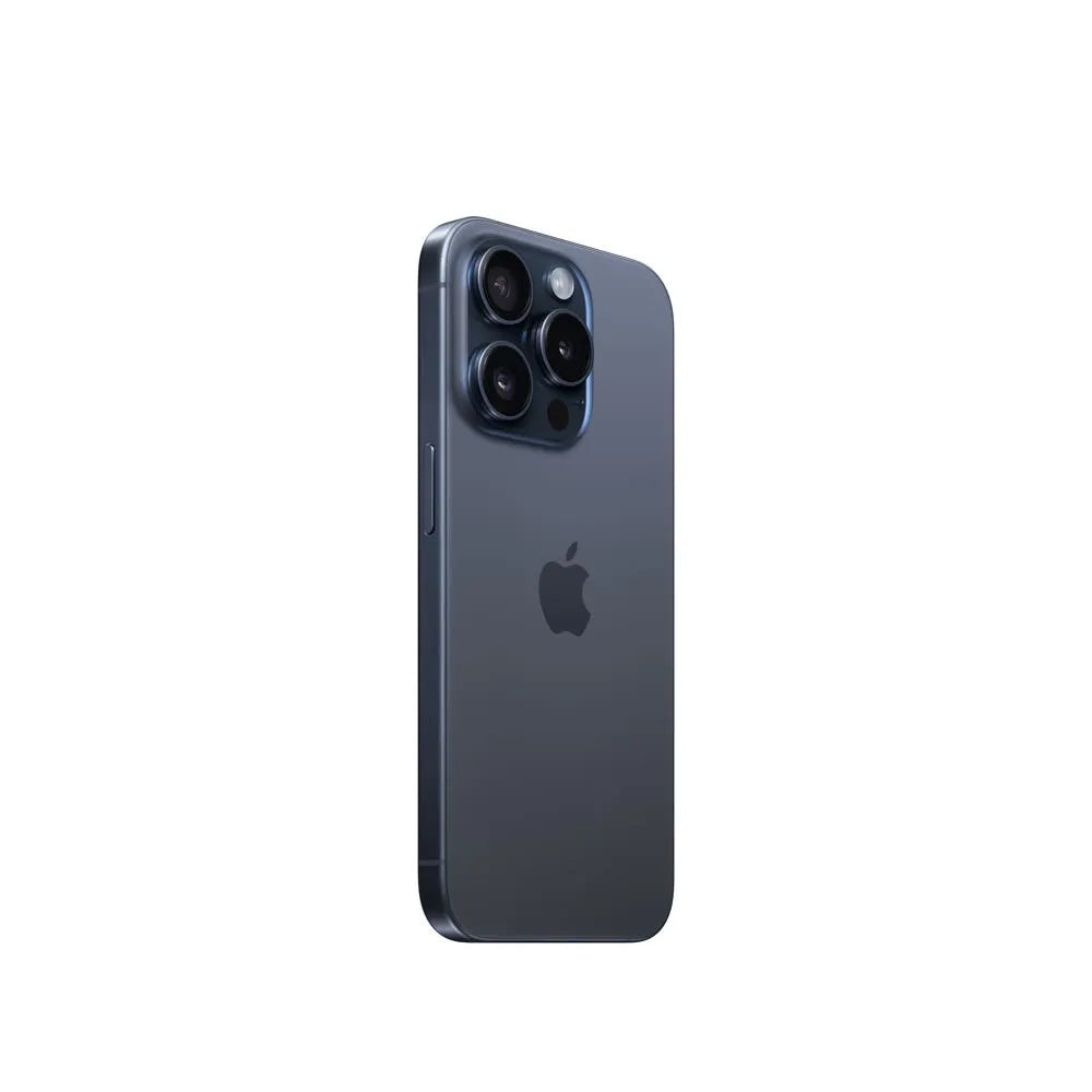iPhone 15 Pro semi nuevo color titanio azul vista lateral - Nixblix Peru #Color_Titanio Azul