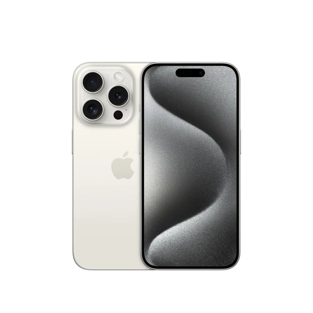 iPhone 15 Pro semi nuevo color titanio blanco, vista frontal – Nixblix Peru #Color_Titanio Blanco