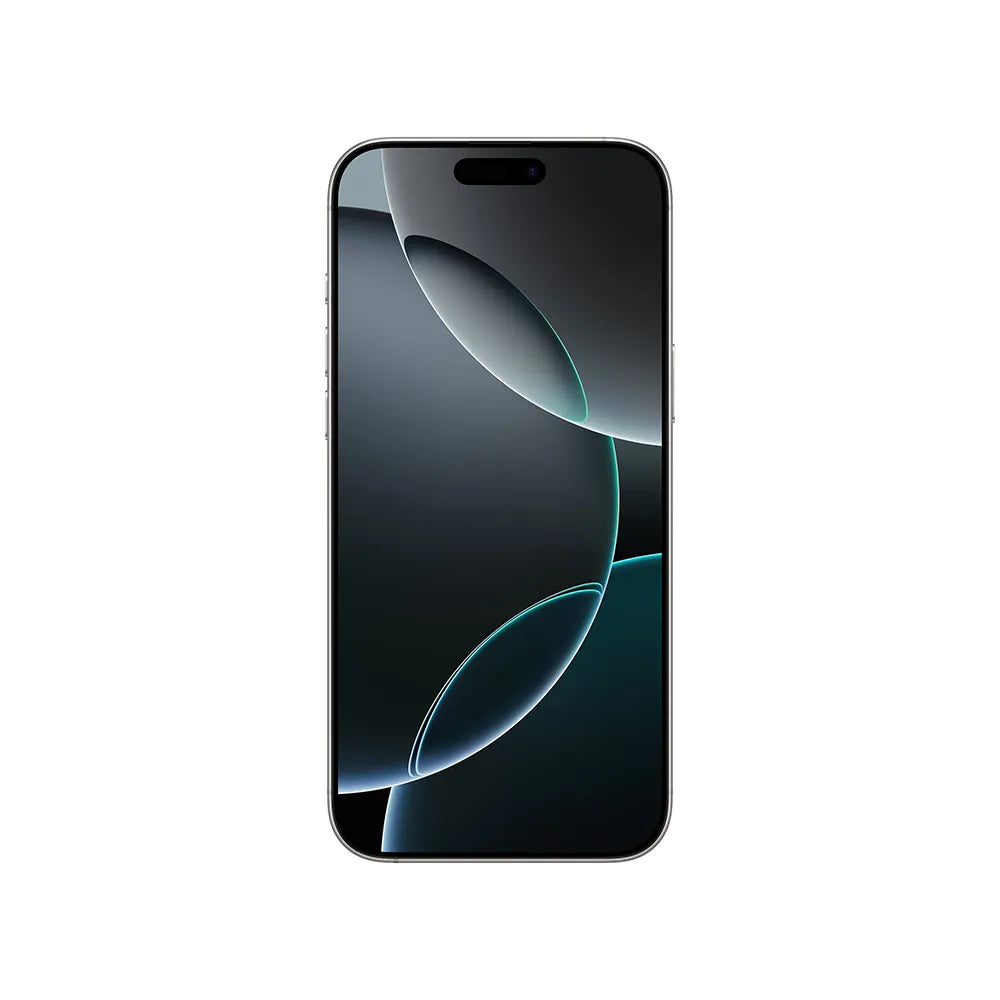 iPhone 16 Pro Max semi nuevo color titanio blanco, vista pantalla frontal – Nixblix Peru #Color_Titanio Blanco