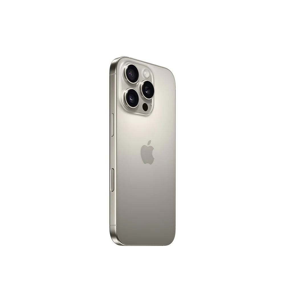 iPhone 16 Pro semi nuevo color titanio natural vista lateral - Nixblix Peru #Color_Titanio Natural
