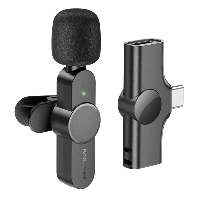 Micrófono Digital Inalámbrico Borofone para iPhone con USB-C - Negro