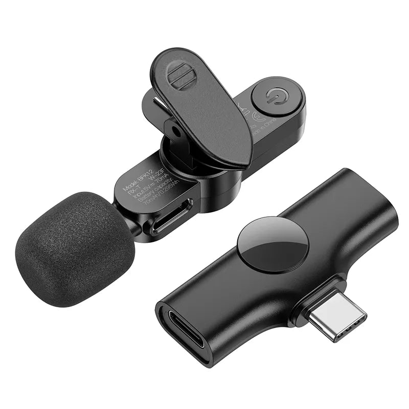 Micrófono Digital Inalámbrico Borofone para iPhone con USB-C - Negro