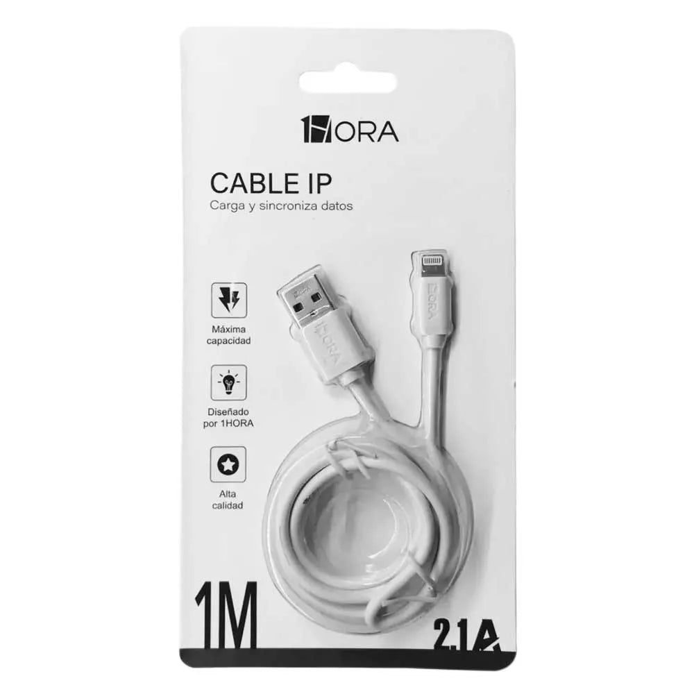 Cable 1HORA USB-A a Lightning 1m - Blanco