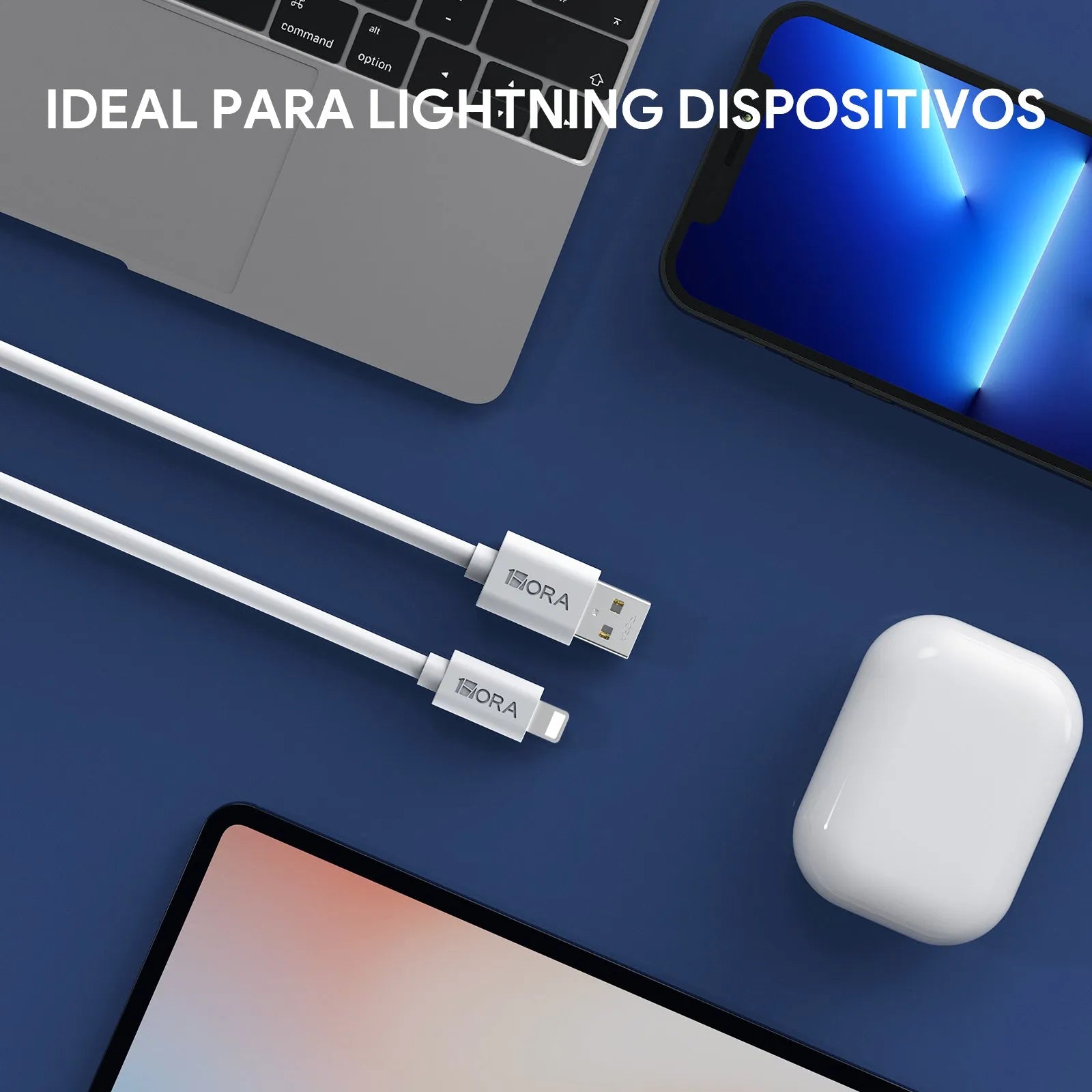 Cable 1HORA USB-A a Lightning 2m - Blanco