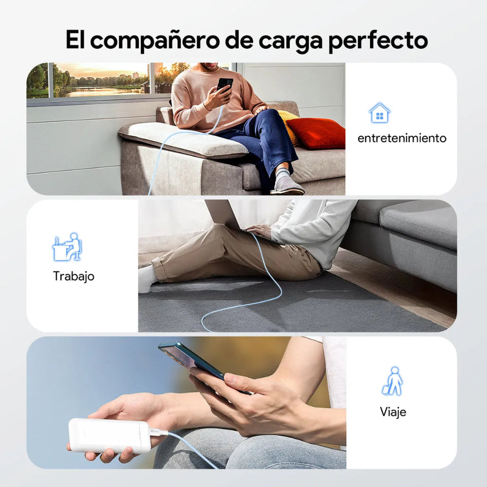 Cable 1Hora Trenzado USB-C a USB-C 1m - Azul