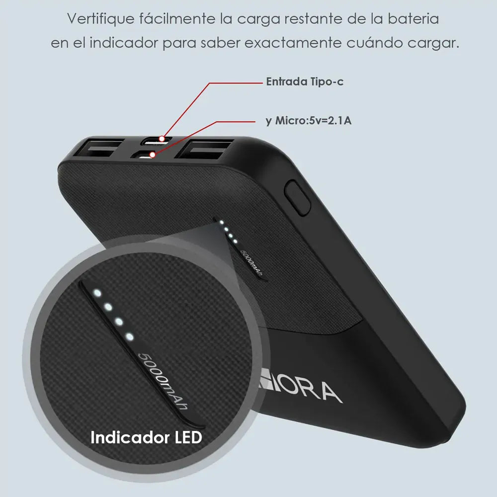 Batería Portátil 1Hora 5000 mAh - Negro