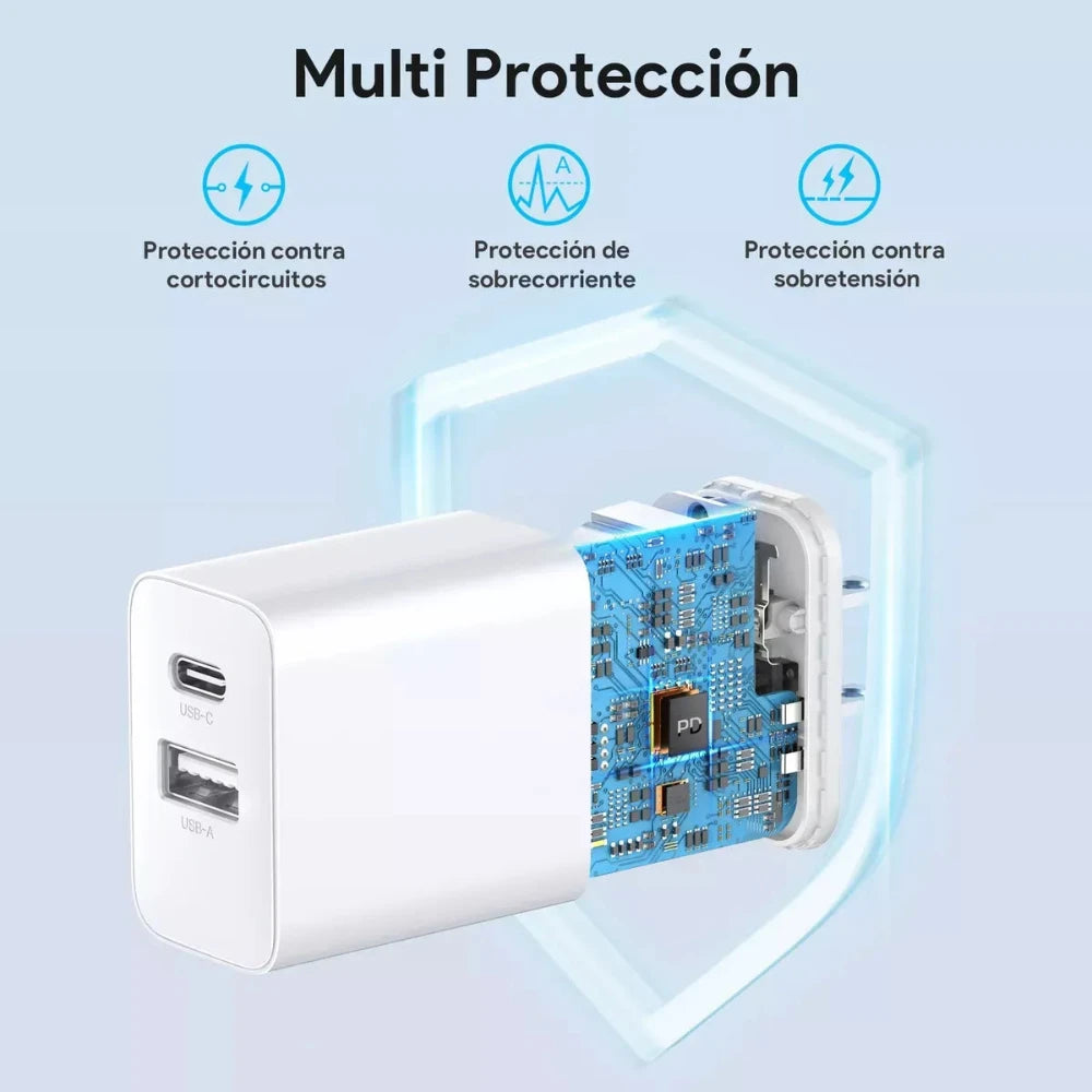 Combo Cargador 1 Hora 20W con cable USB-C a Lightning - Blanco