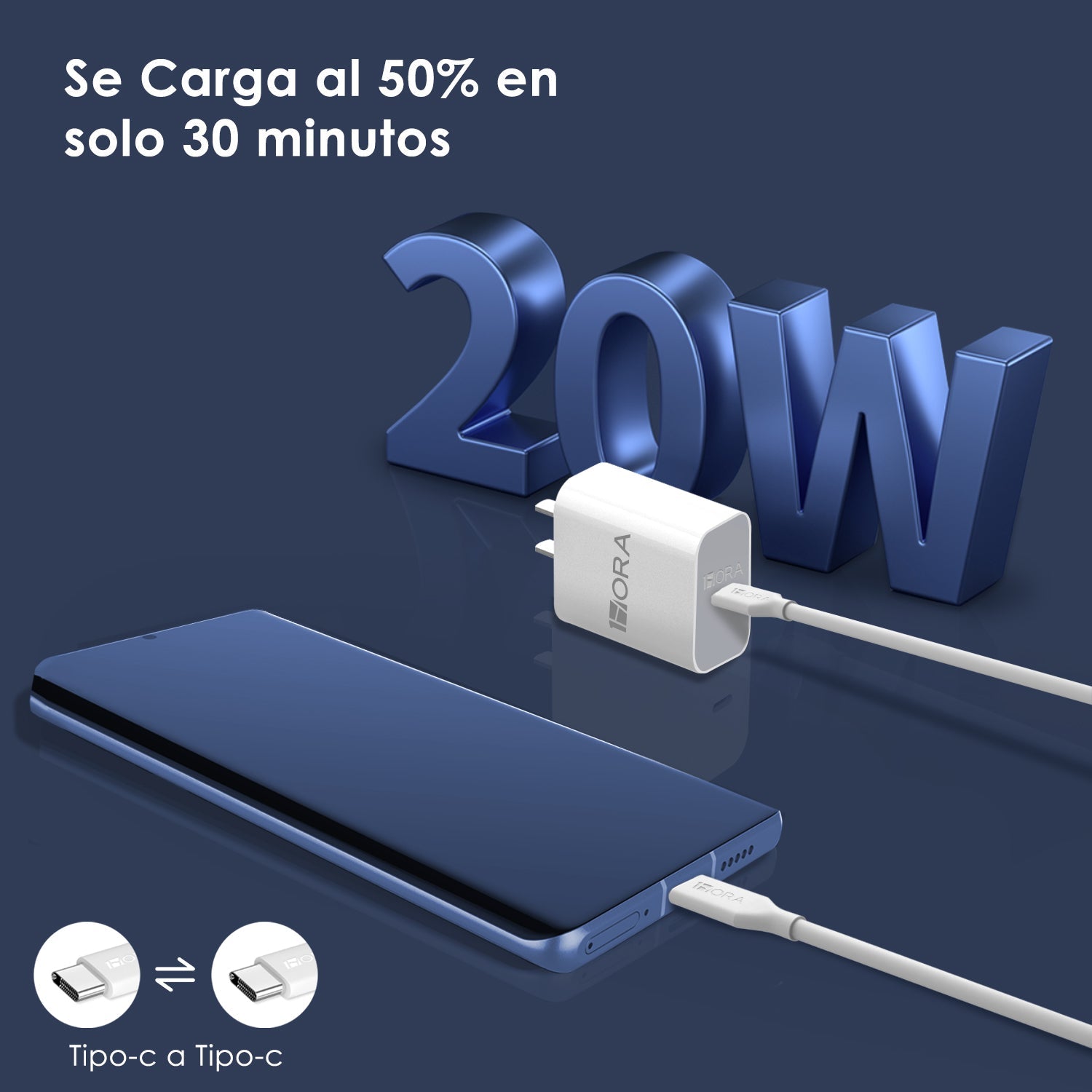 Cable 1Hora USB-C a Lightning de 1 m - Blanco