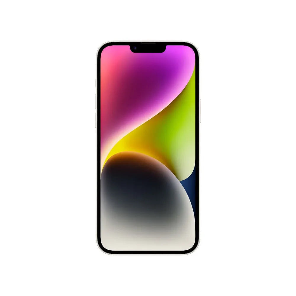 iPhone 14 semi nuevo color blanco estrella, vista pantalla frontal – Nixblix Peru #Color_Blanco Estrella