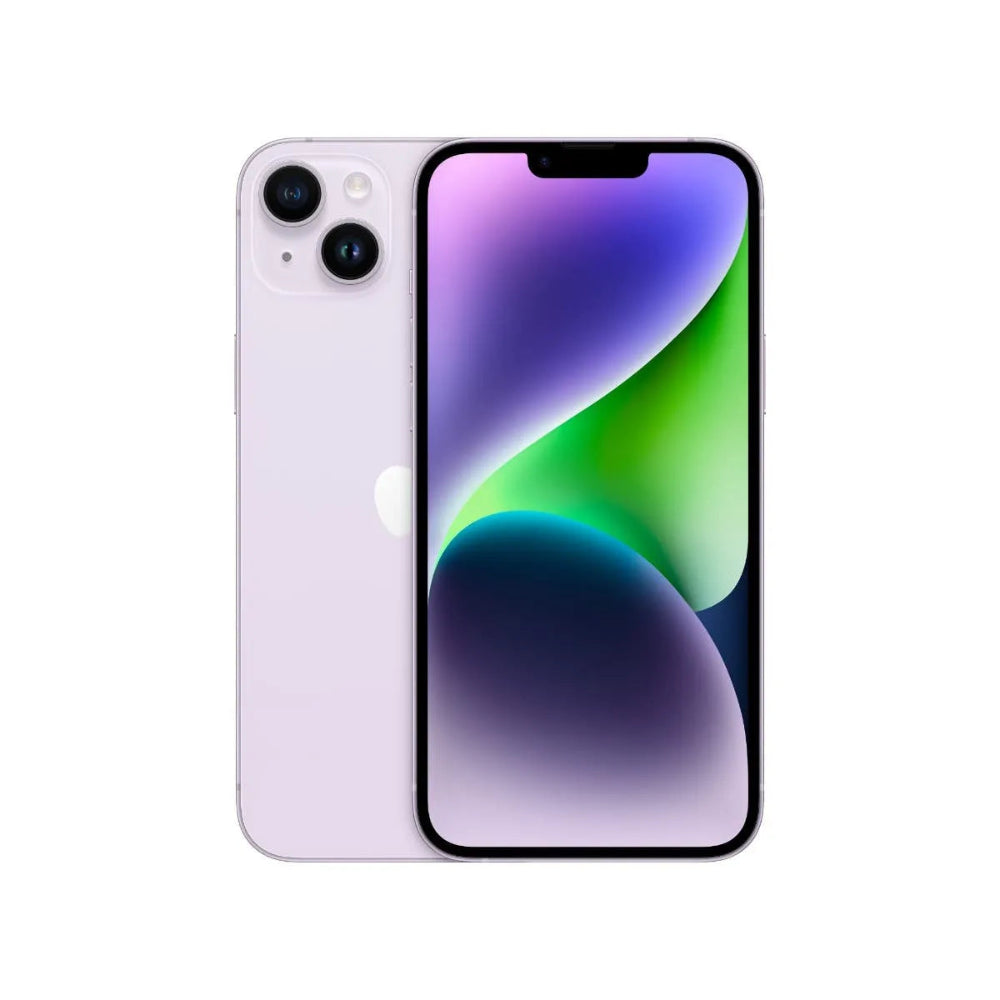 iPhone 14 Plus semi nuevo color púrpura, vista frontal – Nixblix Peru #Color_Púrpura