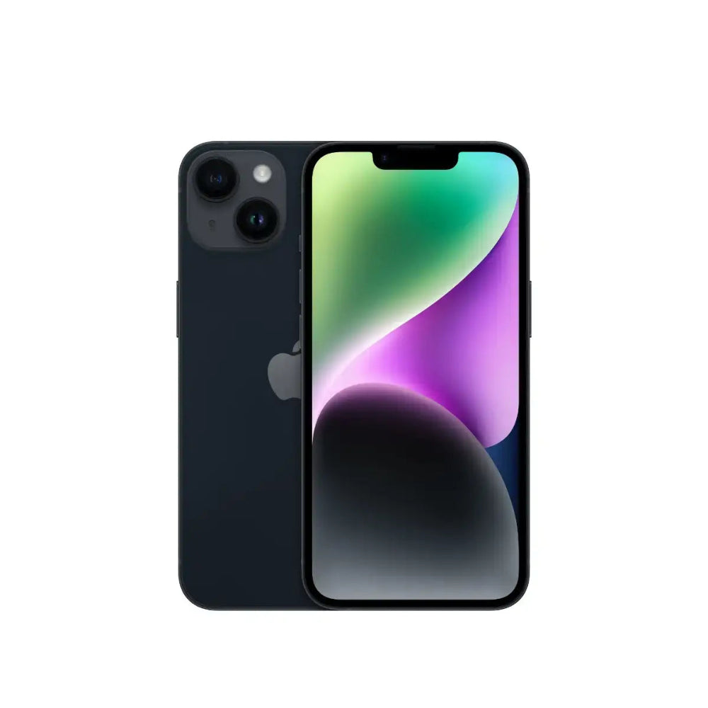 iPhone 14 semi nuevo color negro, vista frontal – Nixblix Peru #Color_Medianoche