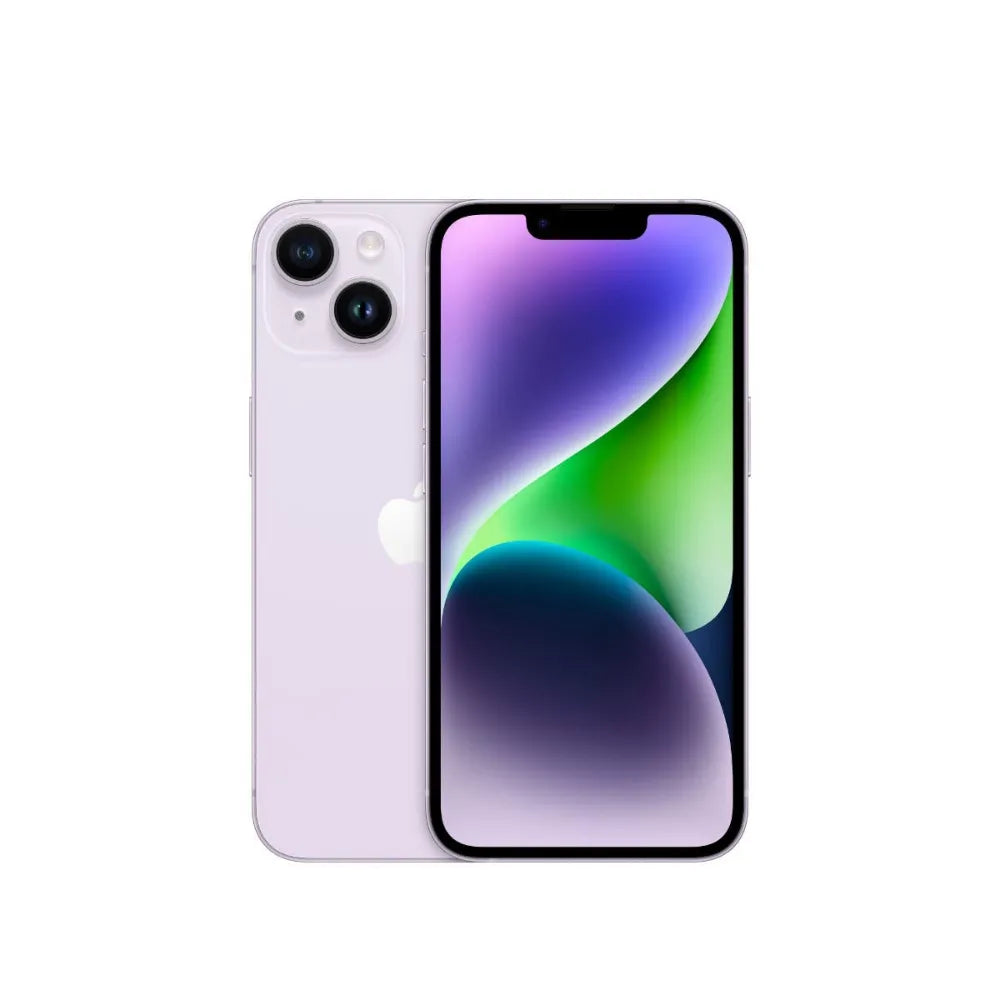 iPhone 14 semi nuevo color púrpura, vista frontal – Nixblix Peru #Color_Púrpura