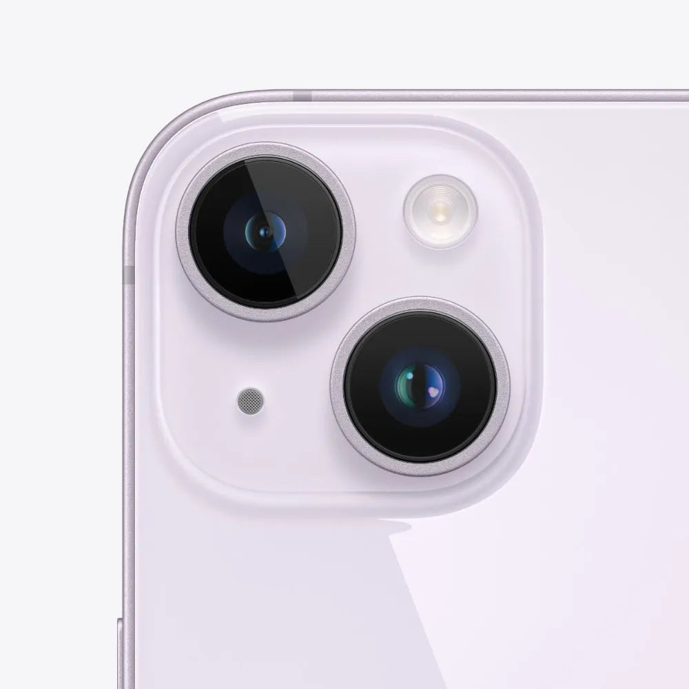 iPhone 14 semi nuevo color púrpura, vista pantalla frontal – Nixblix Peru #Color_Púrpura