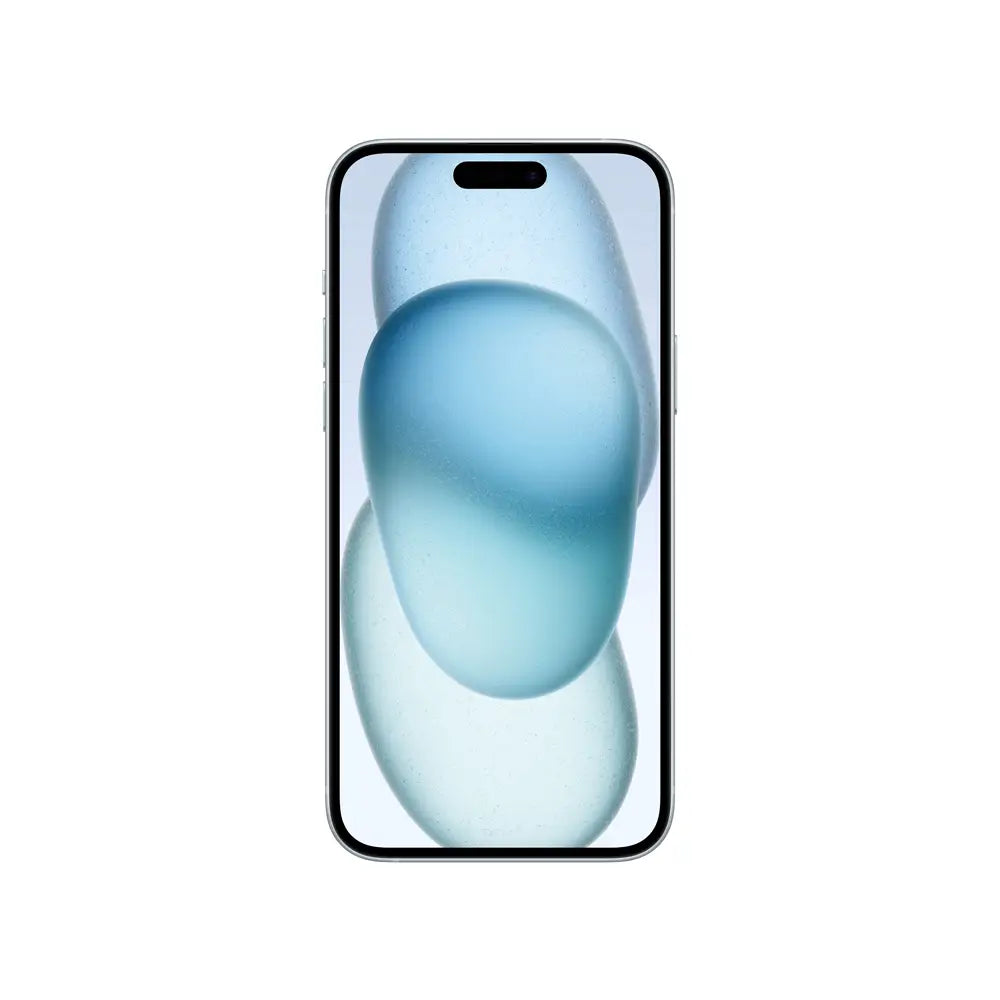 iPhone 15 Plus semi nuevo color azul, vista pantalla frontal – Nixblix Peru #Color_Azul