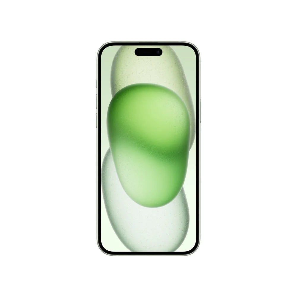 iPhone 15 Plus semi nuevo color verde, vista pantalla frontal – Nixblix Peru #Color_verde