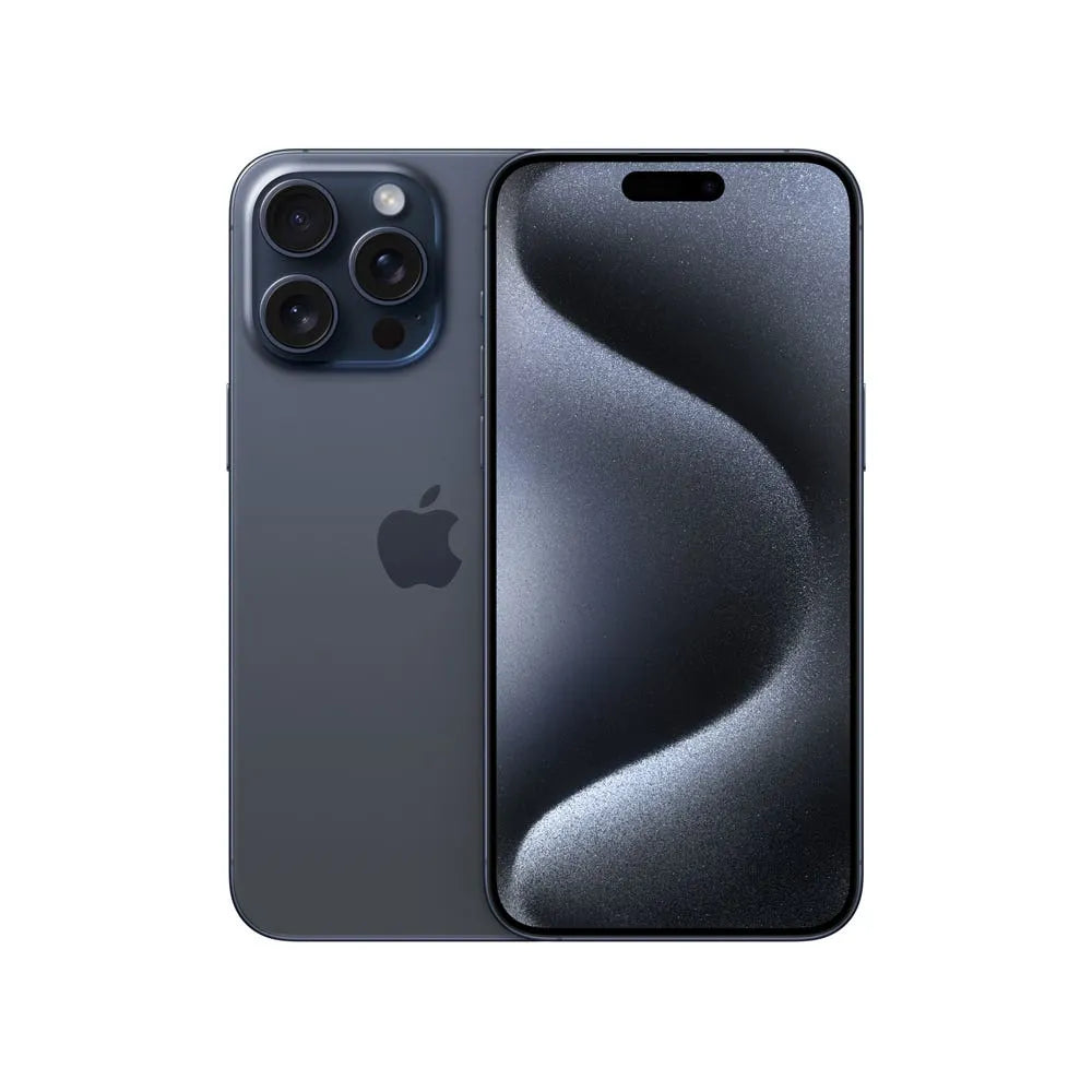 iPhone 15 Pro Max semi nuevo color titanio azul, vista frontal – Nixblix Peru #Color_Titanio Azul