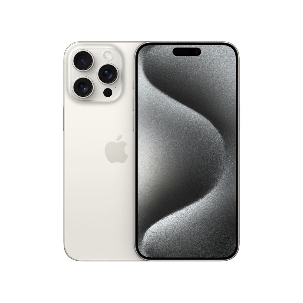 iPhone 15 Pro Max semi nuevo color titanio blanco, vista frontal – Nixblix Peru #Color_Titanio Blanco