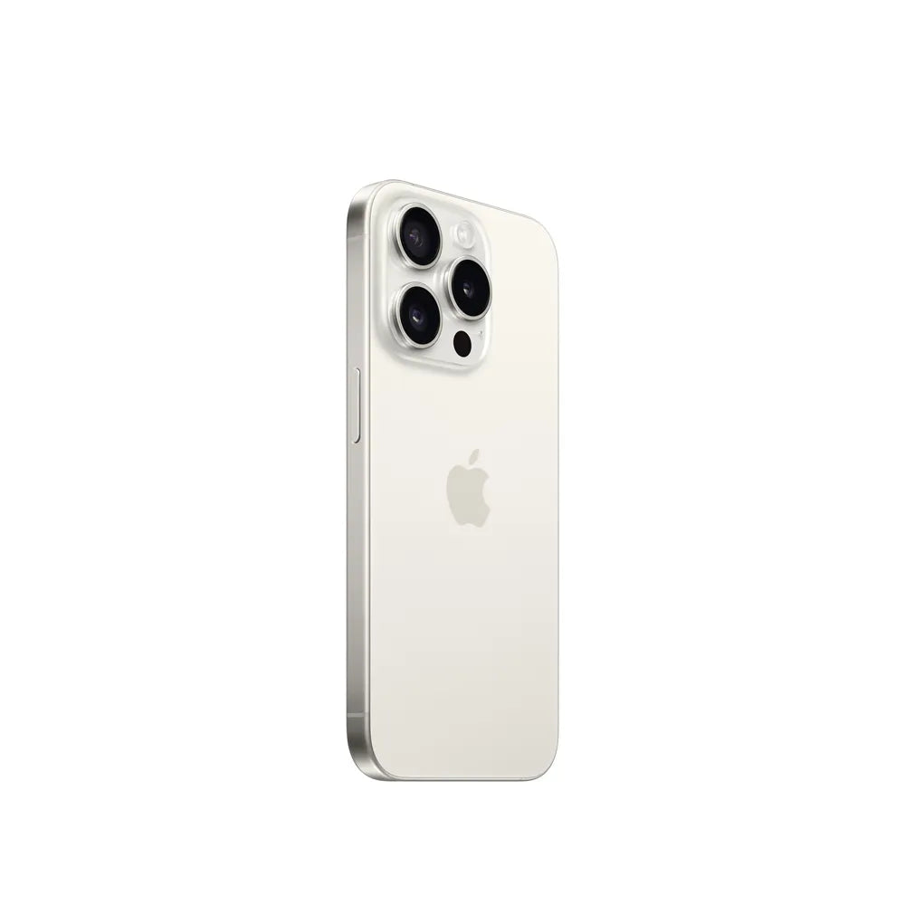 iPhone 15 Pro semi nuevo color titanio blanco vista lateral - Nixblix Peru #Color_Titanio Blanco