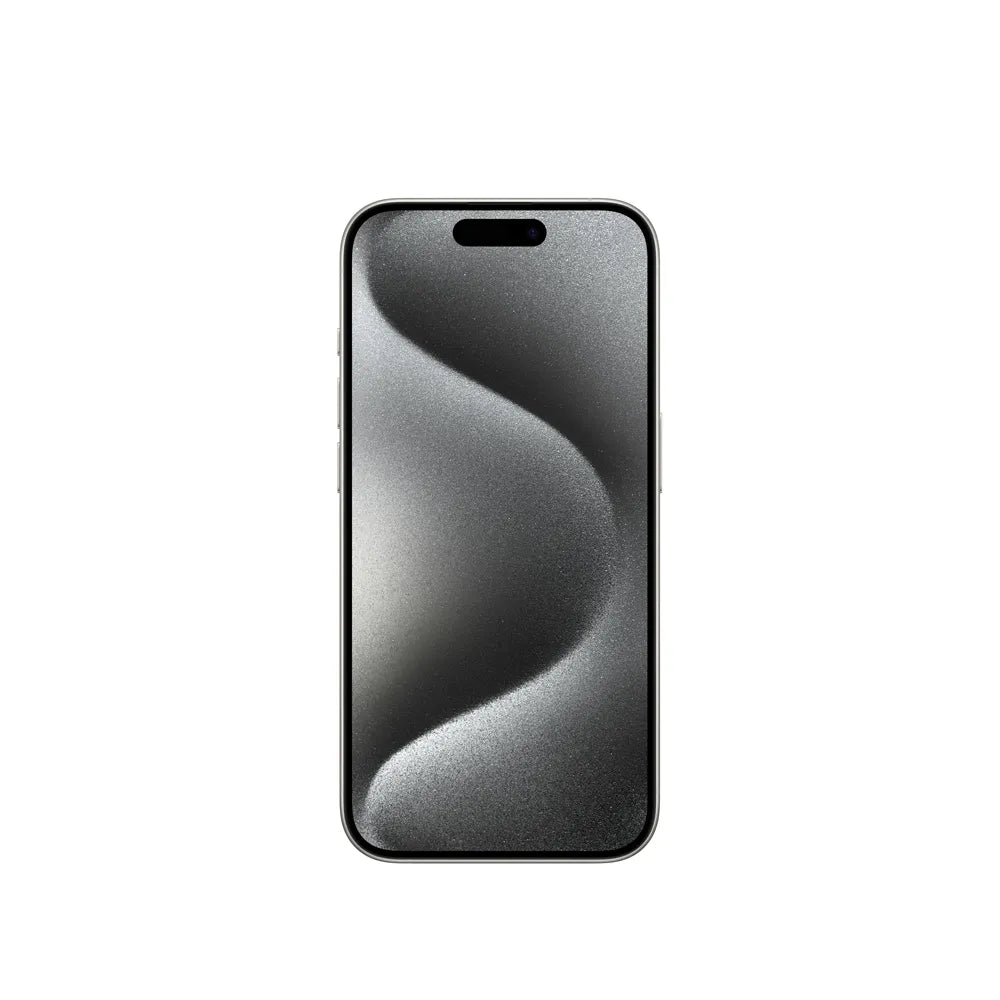 iPhone 15 Pro semi nuevo color titanio blanco, vista pantalla frontal – Nixblix Peru #Color_Titanio Blanco