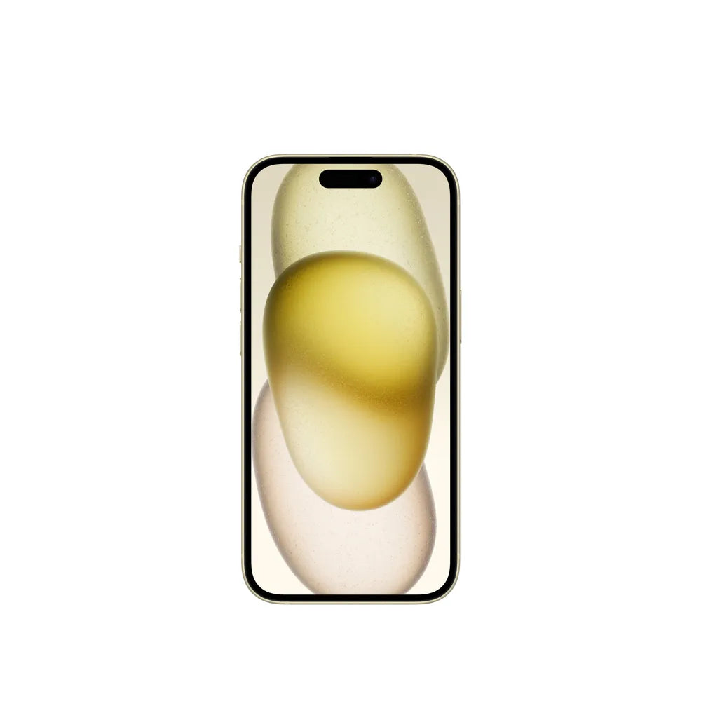 iPhone 15 semi nuevo color amarillo, vista pantalla frontal – Nixblix Peru #Color_Amarillo