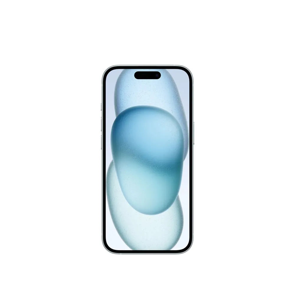 iPhone 15 semi nuevo color azul, vista pantalla frontal – Nixblix Peru #Color_Azul