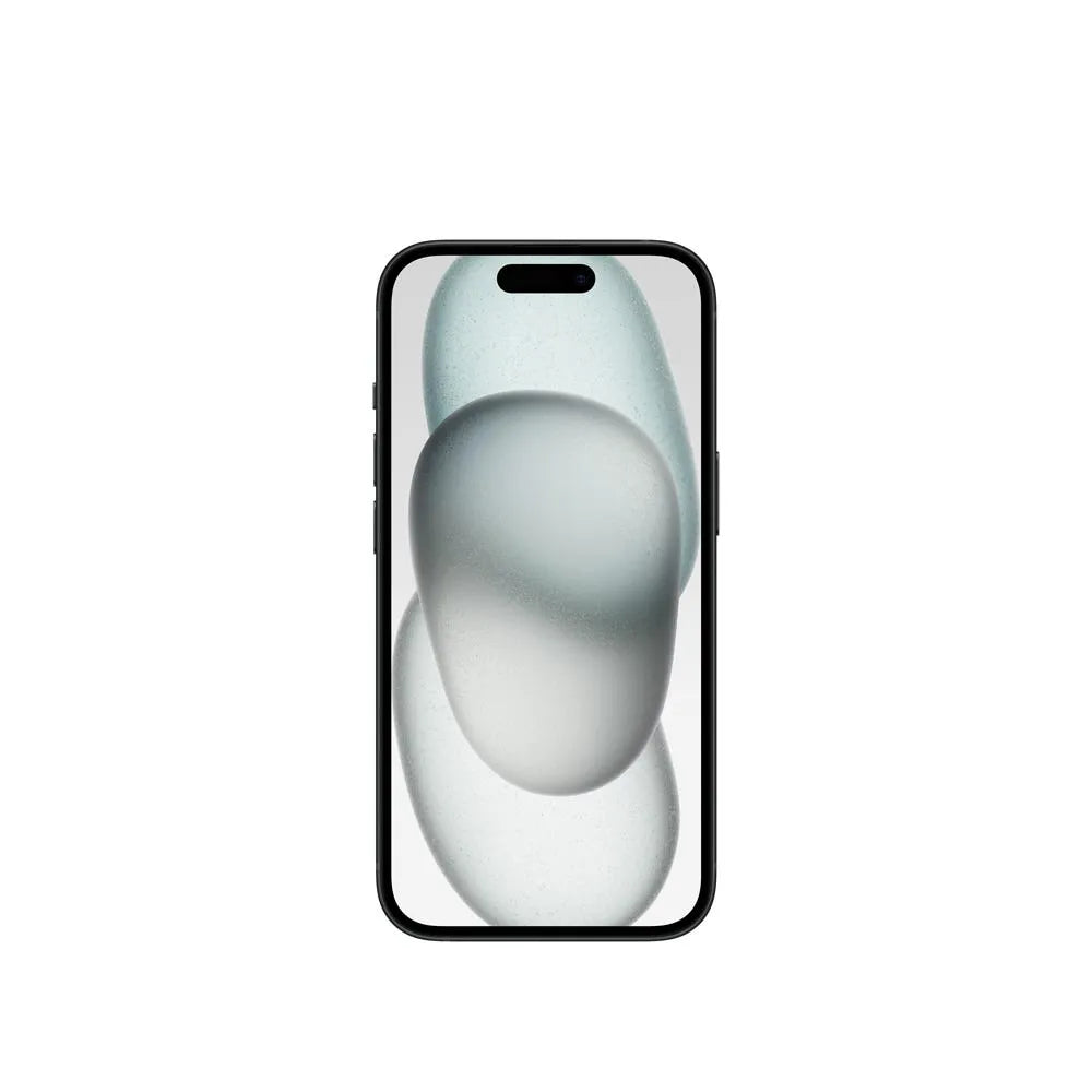 iPhone 15 semi nuevo color negro, vista pantalla frontal – Nixblix Peru #Color_Negro