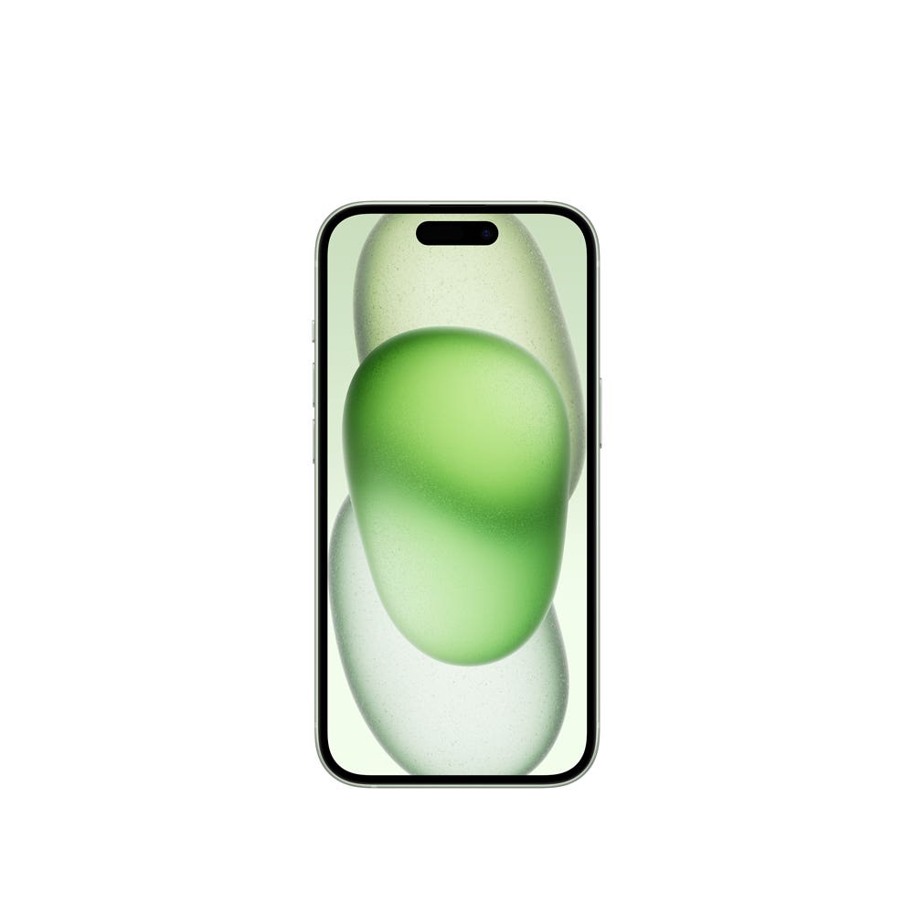 iPhone 15 semi nuevo color verde, vista pantalla frontal – Nixblix Peru #Color_verde