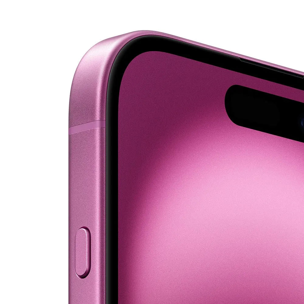iPhone 16 Plus semi nuevo color rosa, vista frontal esquina – Nixblix Peru #Color_Rosa