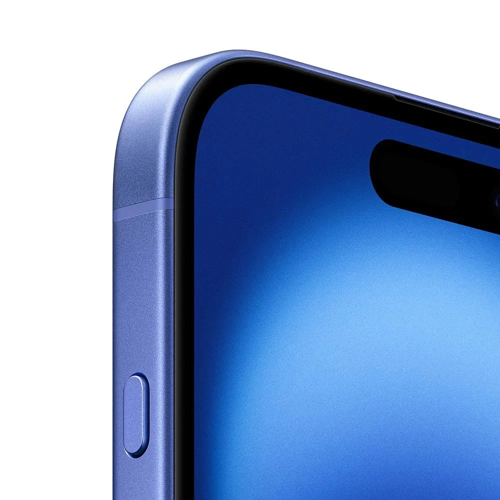iPhone 16 semi nuevo color ultramarino, vista frontal esquina – Nixblix Peru #Color_Ultramarino