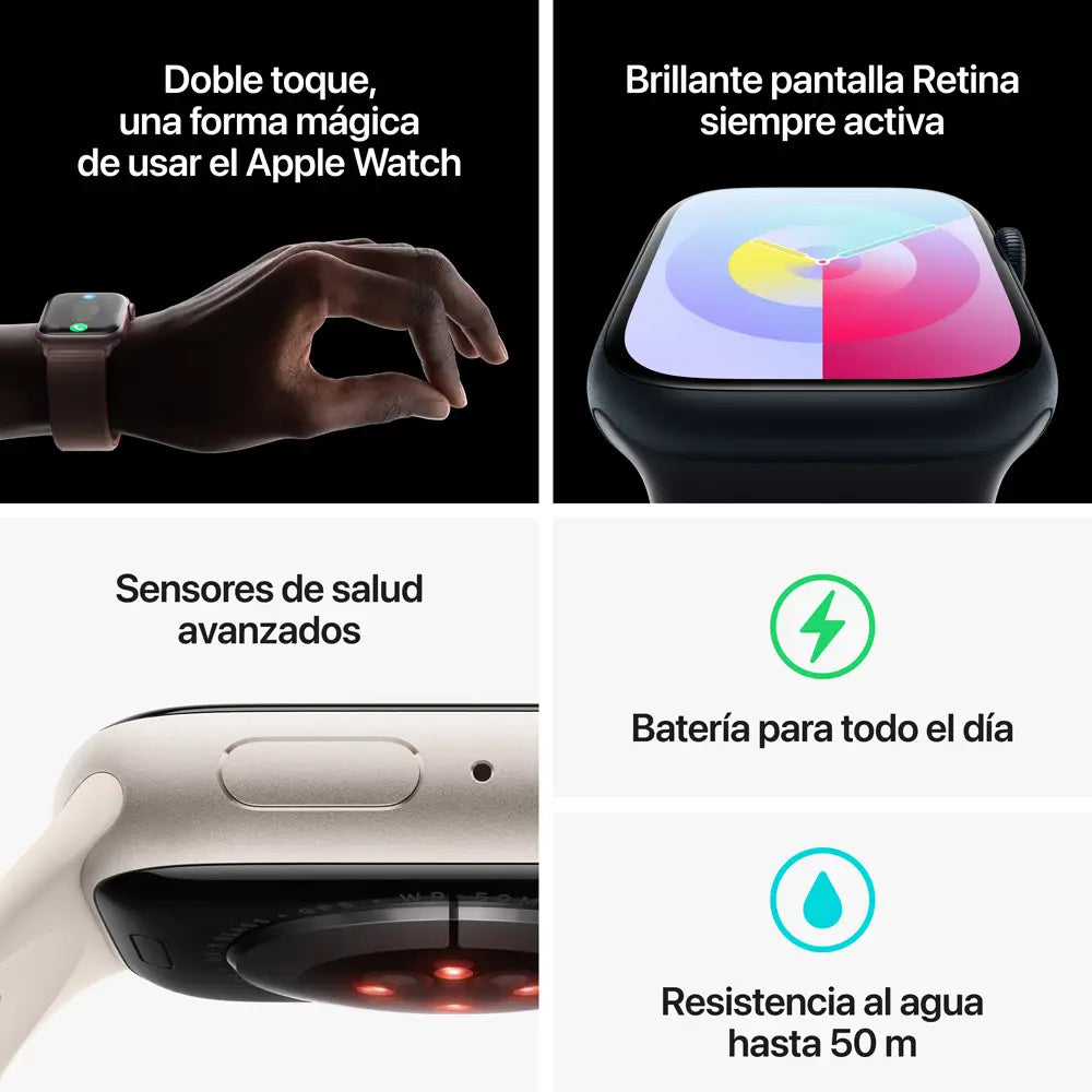 Apple Watch Series 9 semi nuevo (GPS) - Blanco Estrella  (no incluye correa)